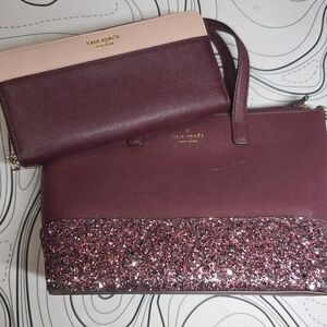 Kate Spade Burgundy and Pink Glitter Bag Set